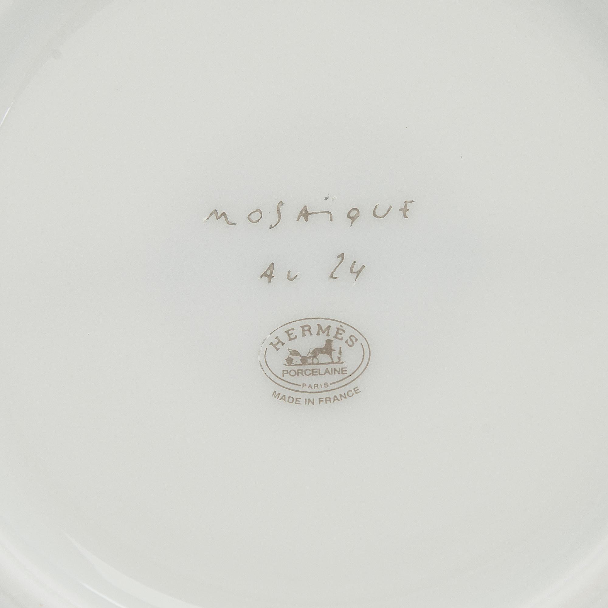 Hermès, cups with saucers, a pair, "Mosaique au 24".