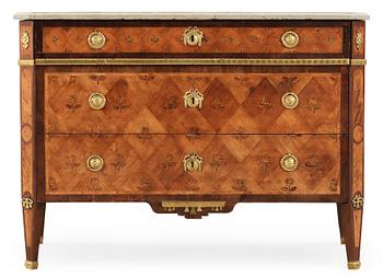 A Gustavian commode attributed to J. Hultsten, master 1773.