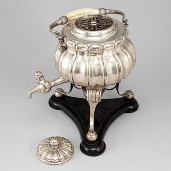 A Biedermeier silver samovar, makers mark AE, possibly Austria-Hungary 1820's.