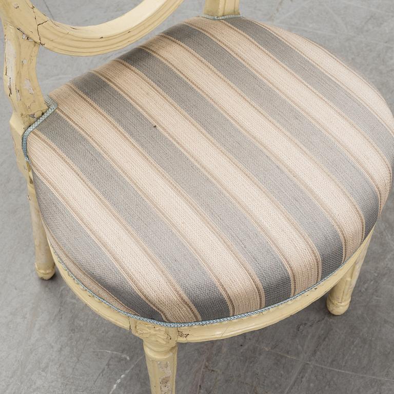 Five late 18th century Gustavian chairs.