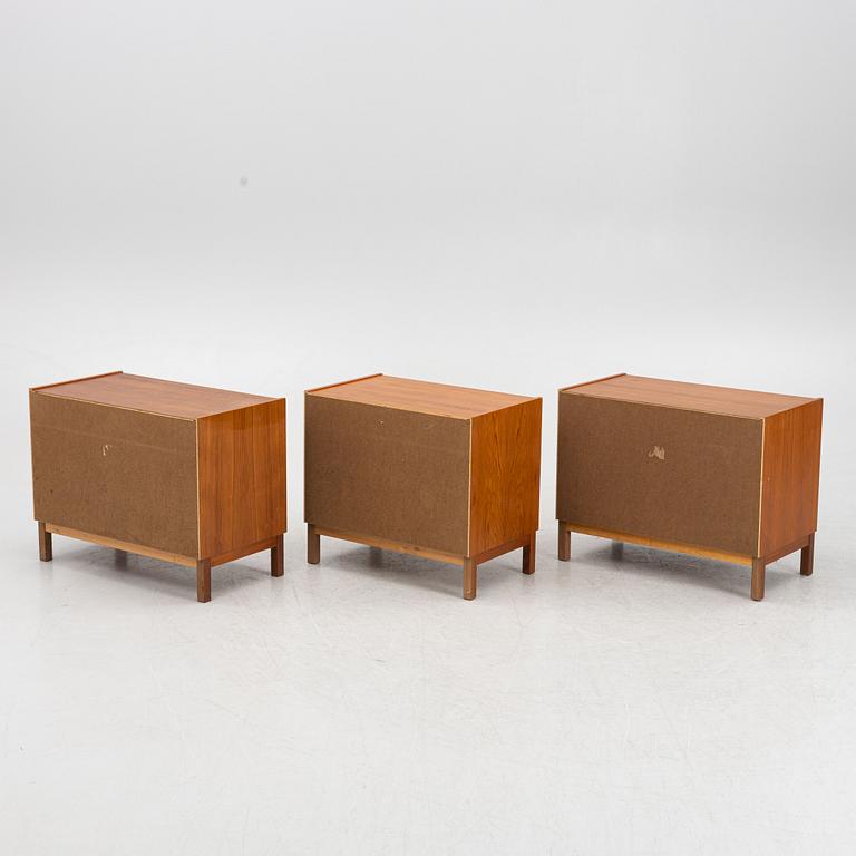 Three teak-veneered cabinets, 1960's.