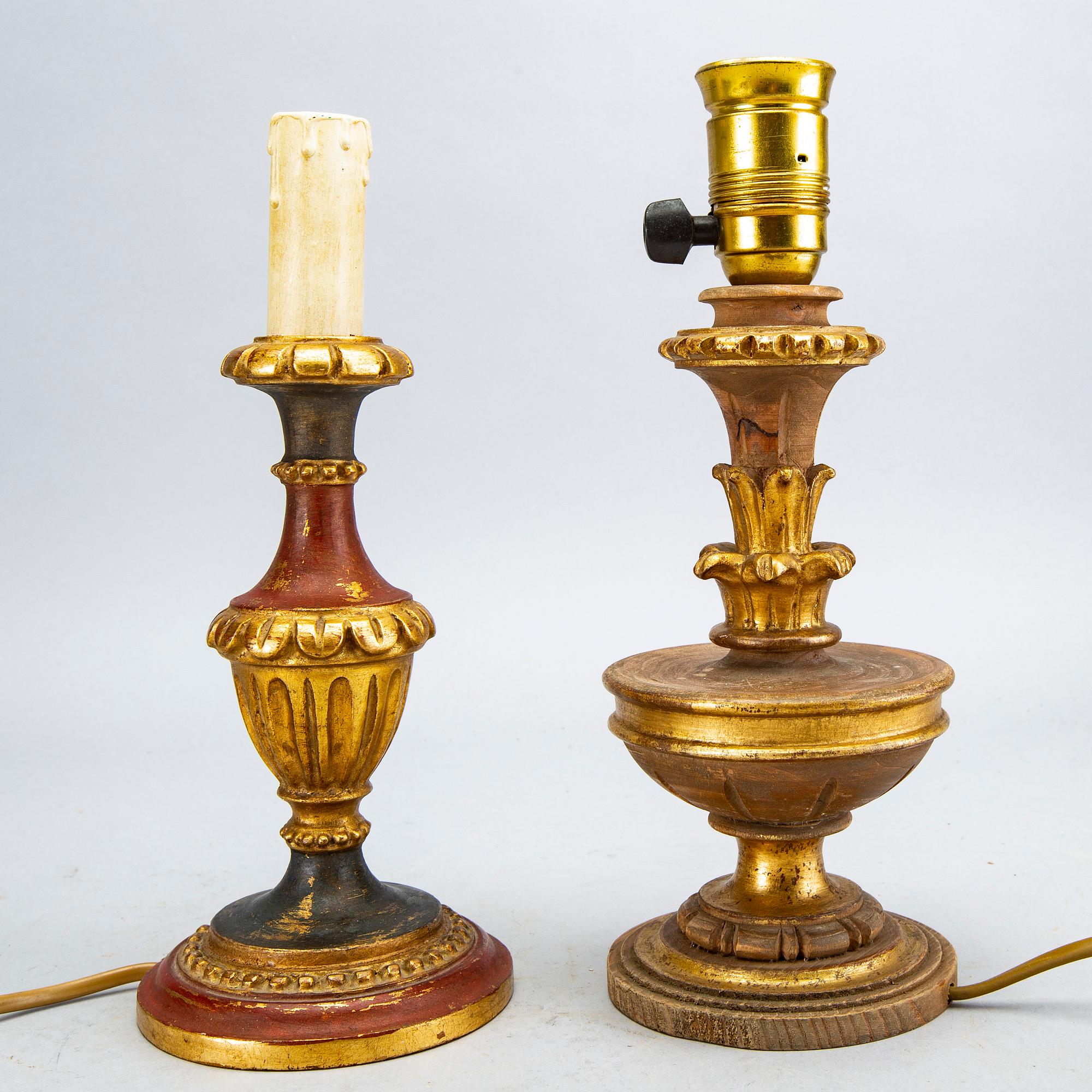 A set of five table lamps from Paoletti, Firenze Italy, mid 20th century.