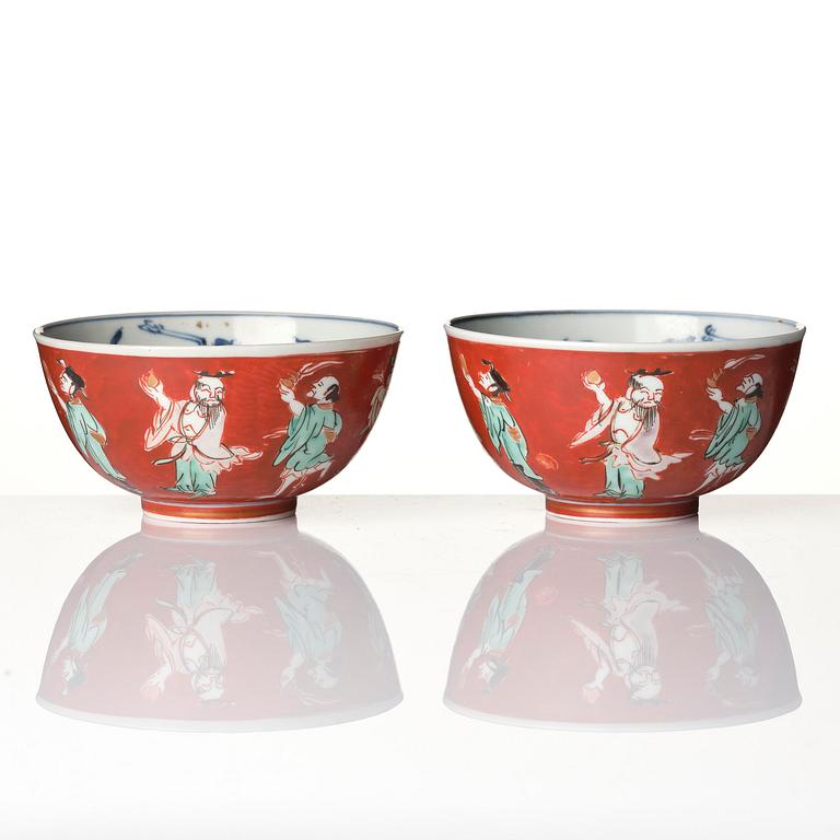 A group of five 'immortals' bowls, Meiji (1868-1912).