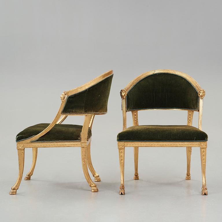 A pair of late Gustavian armchairs by Ephraim Ståhl (master in Stockholm 1794-1820).