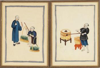 A group of twelve Chinese gouache paintings, late Qing dynasty / around 1900.