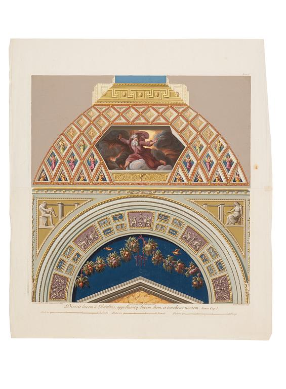 Giovanni Ottaviani, Five scenes from cloister vaults in the Raphael Loggias in the Vatican.