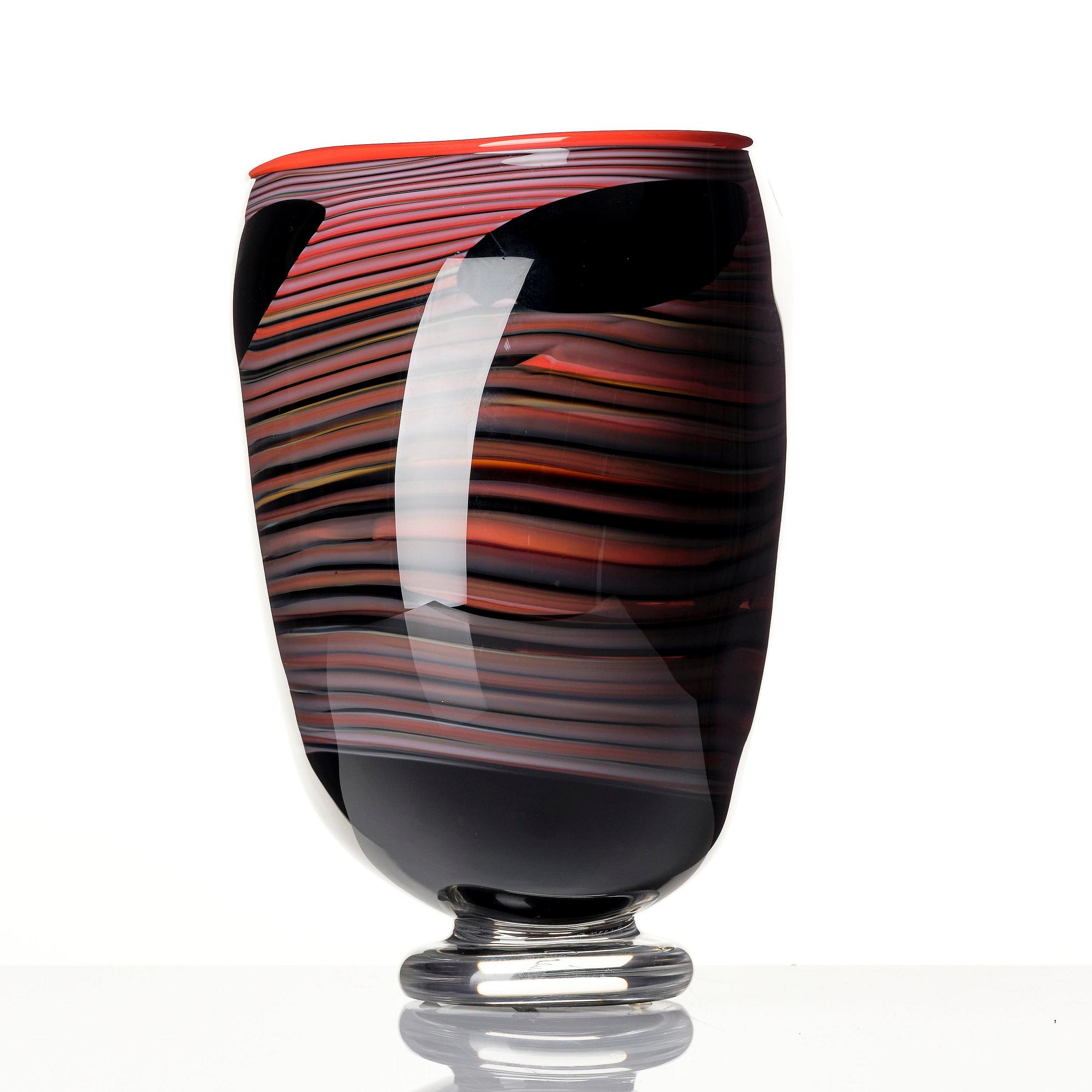 Gunnar Cyrén, a graal glass vase, Orrefors, Sweden, 1989.