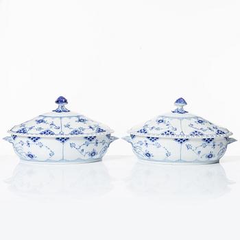 Royal Copenhagen, a pair of tureens with lids, 'Blue Fluted Full Lace', Denmark, 1979-83.