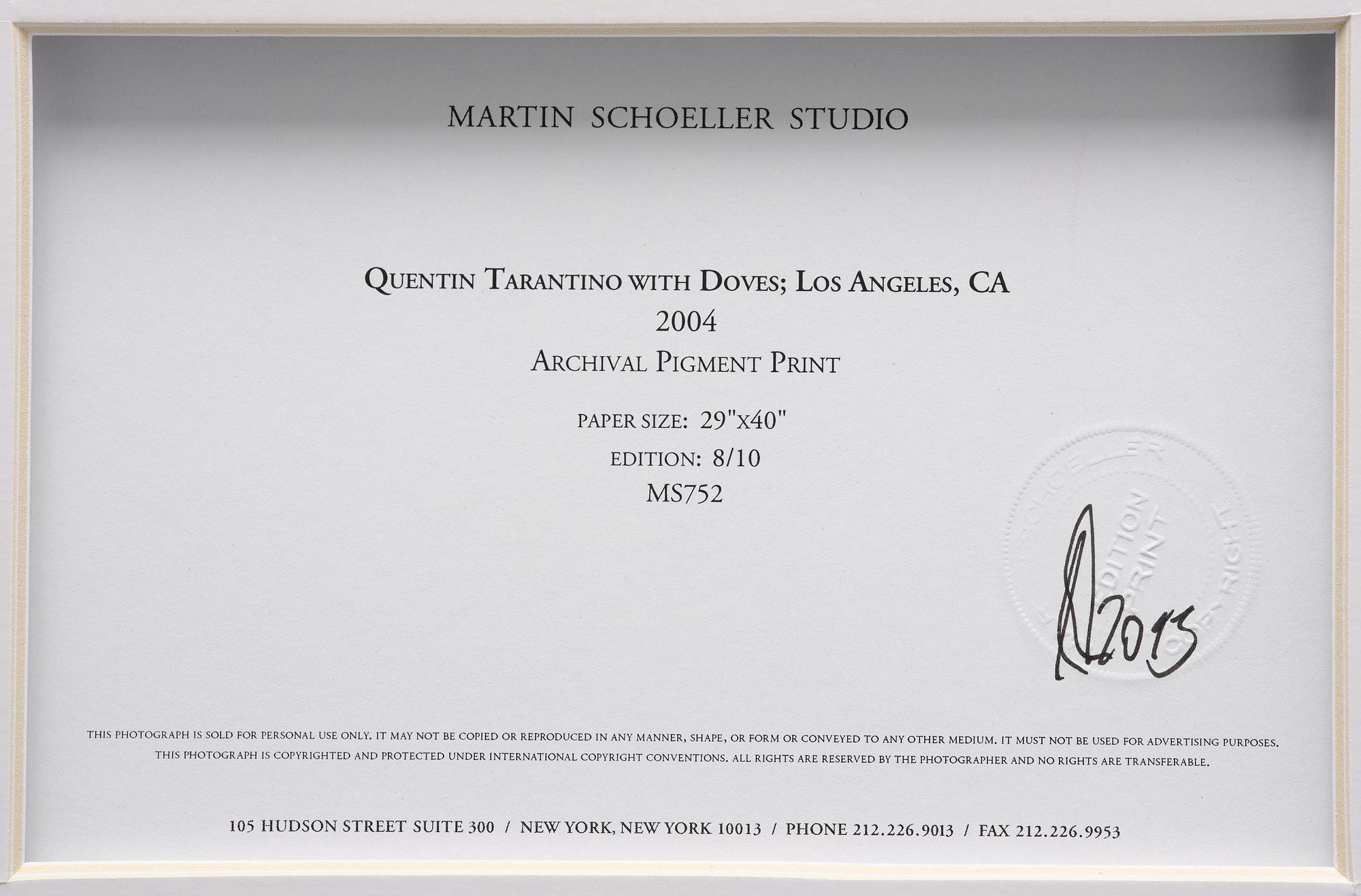 Martin Schoeller, "Quentin Tarantino with Doves; Los Angeles, CA", 2004.