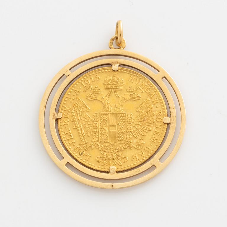 Guldmynt 1 dukat, Österrike-Ungern, med hänge 14K guld,