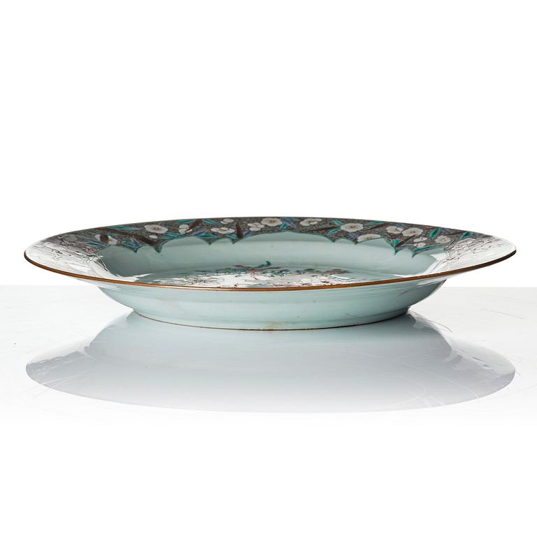 Two famille rose serving dishes and six dinner plates, Qing dynasty, Qianlong (1736-95).