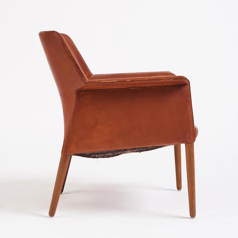 Ejner Larsen & A. Bender Madsen, a leather easy chair, Willy Beck, Denmark.