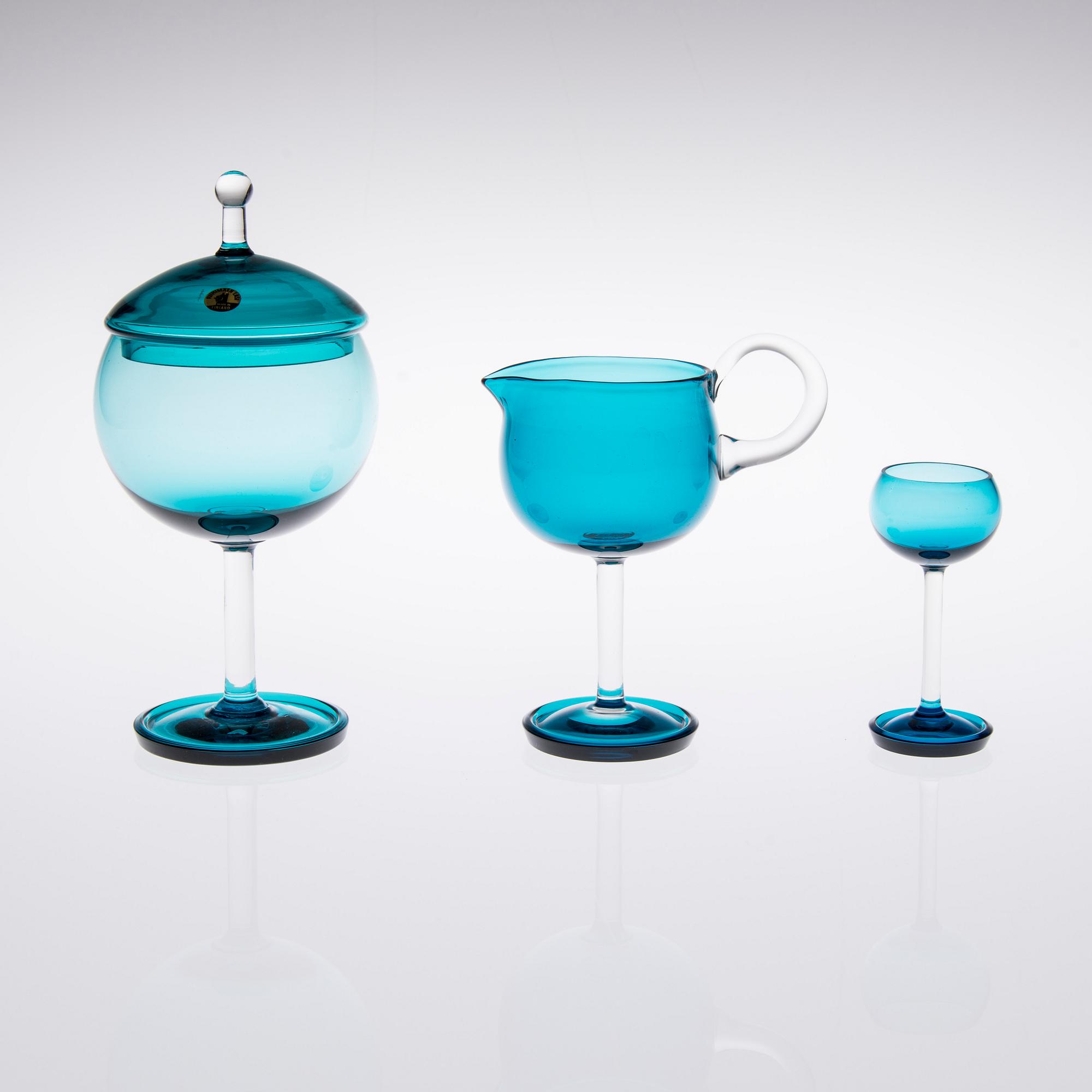 SOCKERSKÅL, GRÄDDSNÄCKA, LIKÖRGLAS, "Harlekiini" Nanny Still, Riihimäen Lasi.