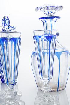 55 pieces of glass tableware, first half of the 20th century.