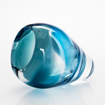 Sini Majuri, unique, glass sculpture, 'Jung Wide blue', sign. Sini Majuri 2019, Glass Studio Mafka&Alakoski Riihimäki.