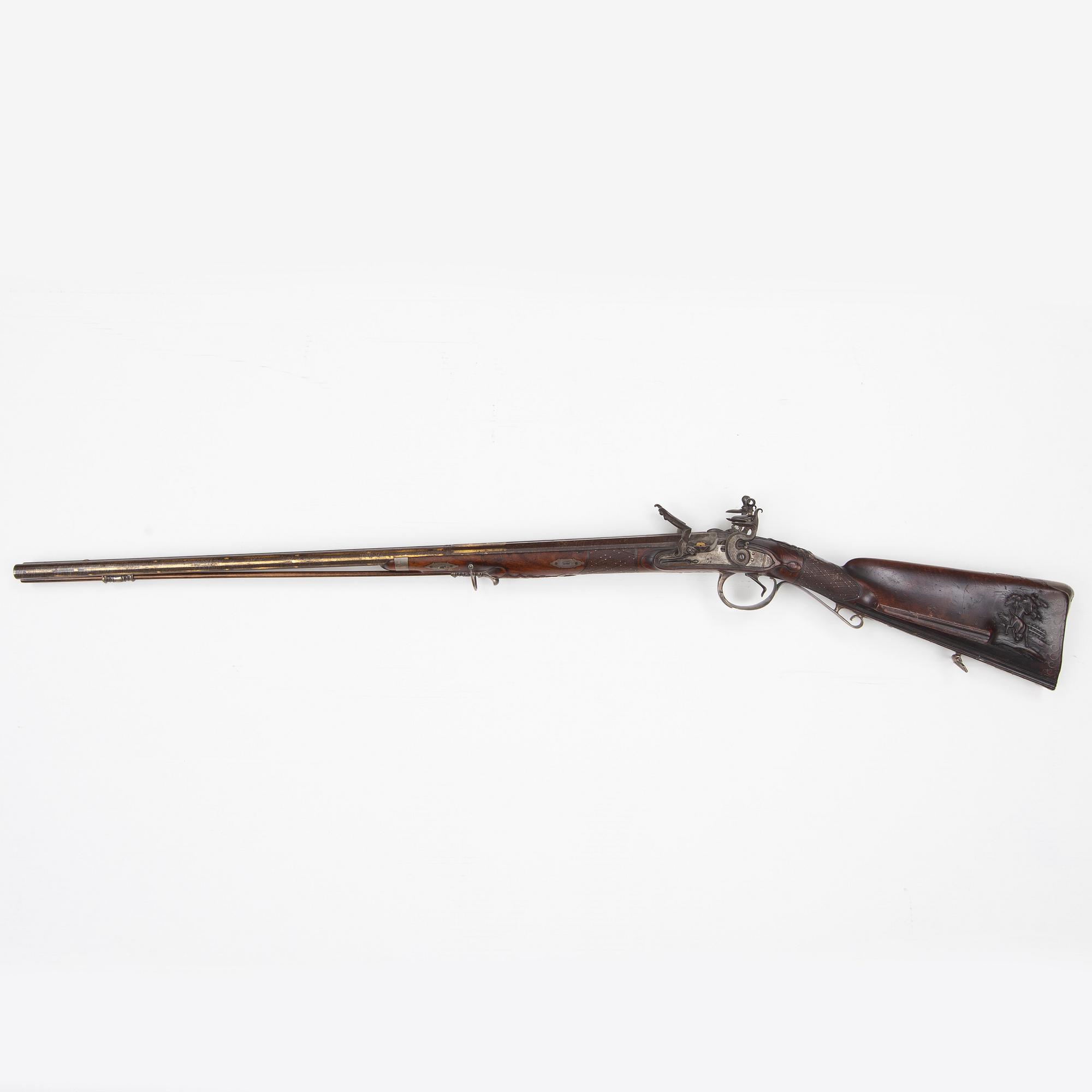 A double barrelled flintlock sporting gun by Guillame Berleur (1780-1830) possibly from Marshal Marquis de Marmont.