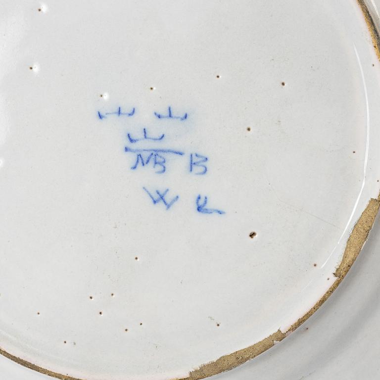 A Swedish faience plate, Marieberg, 1760's.