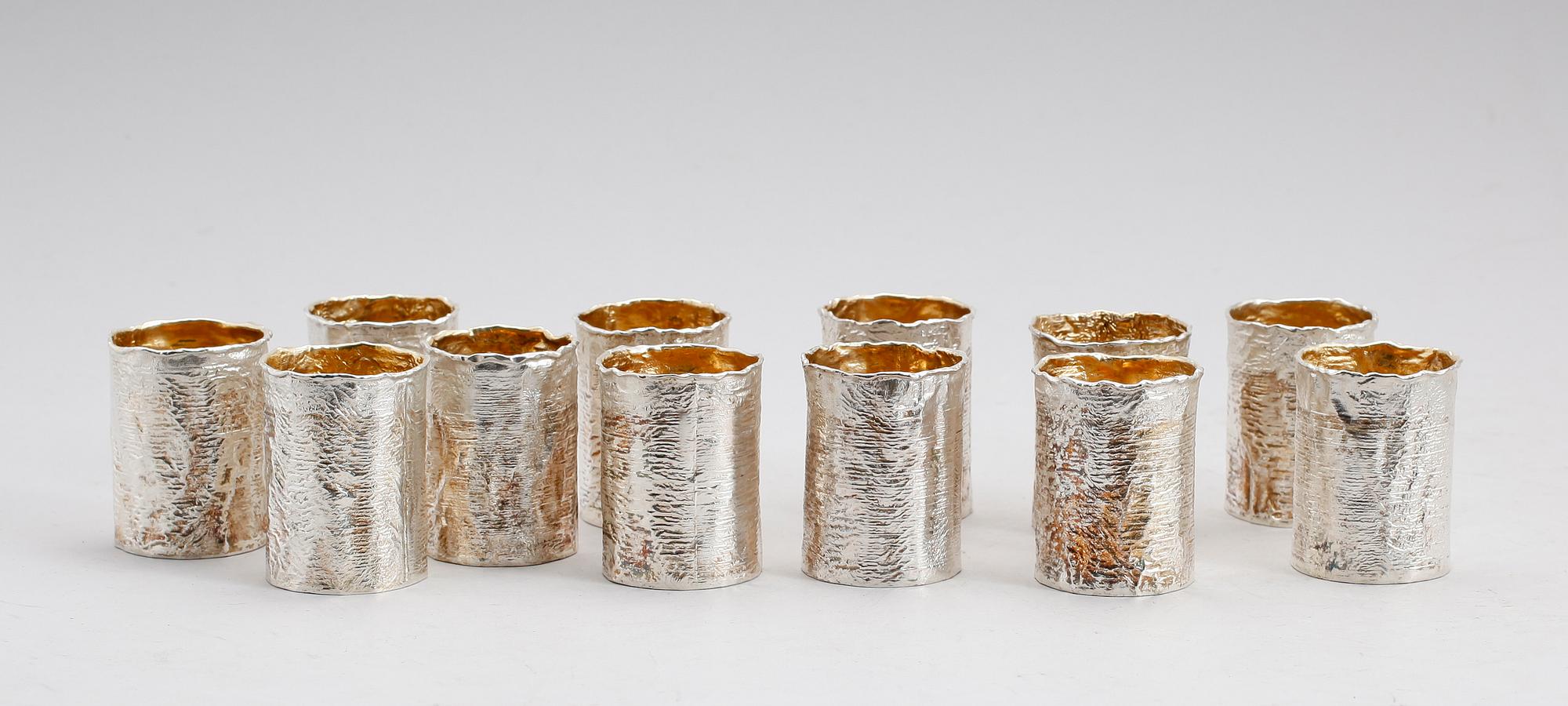 BÄGARE, 12 st, silver, Tebon, 1976. Vikt ca 664 gram.