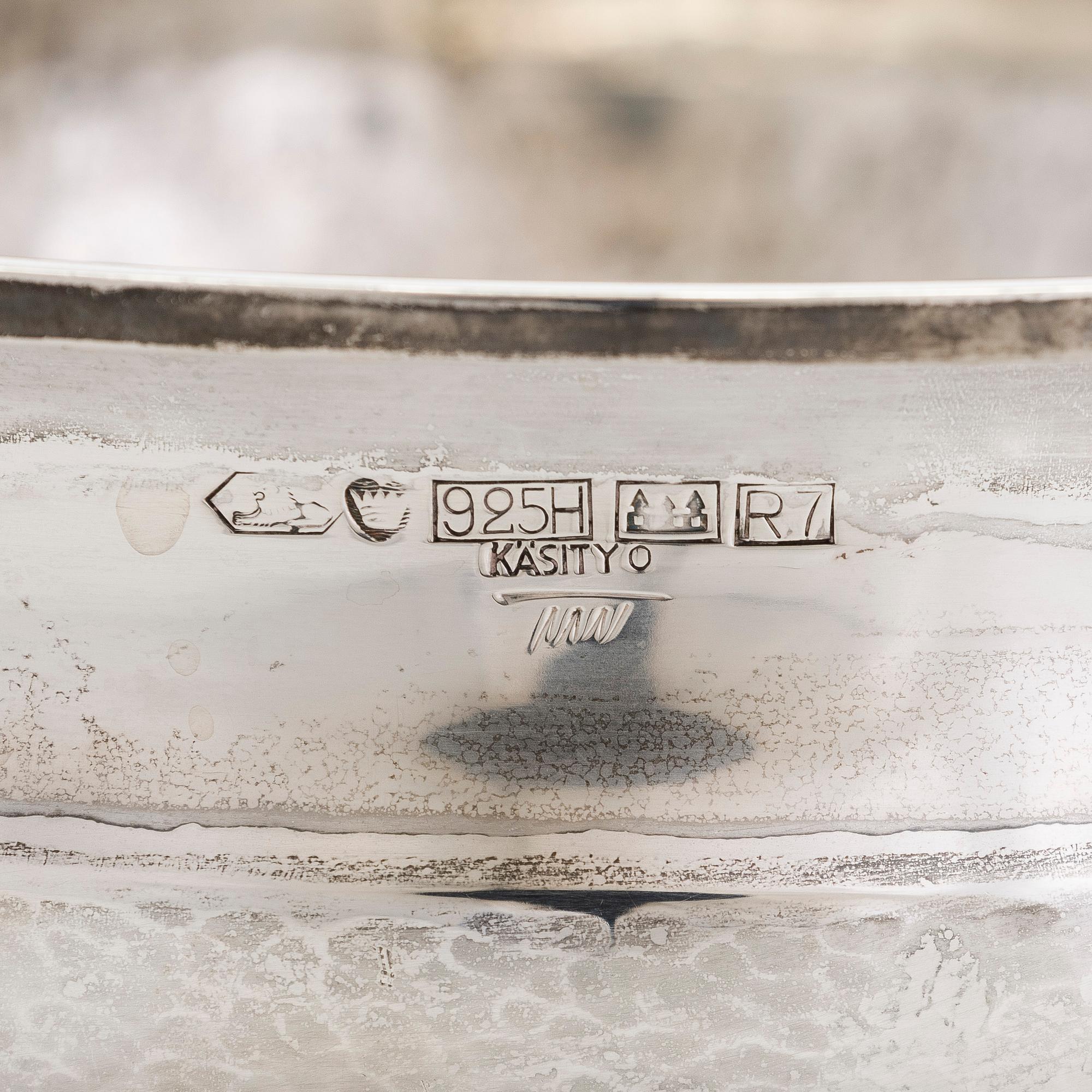 Tapio Wirkkala, skål, sterlingsilver, TW 278, Kultakeskus, Tavastehus 1970.