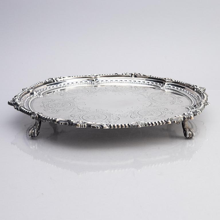 A sterling silver salver, mark of Martin, Hall & Co (Richard Martin & Ebenezer Hall), London 1881.