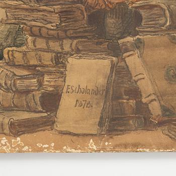 Fredrik Wilhelm Scholander, watercolour, signed and dated 1878.