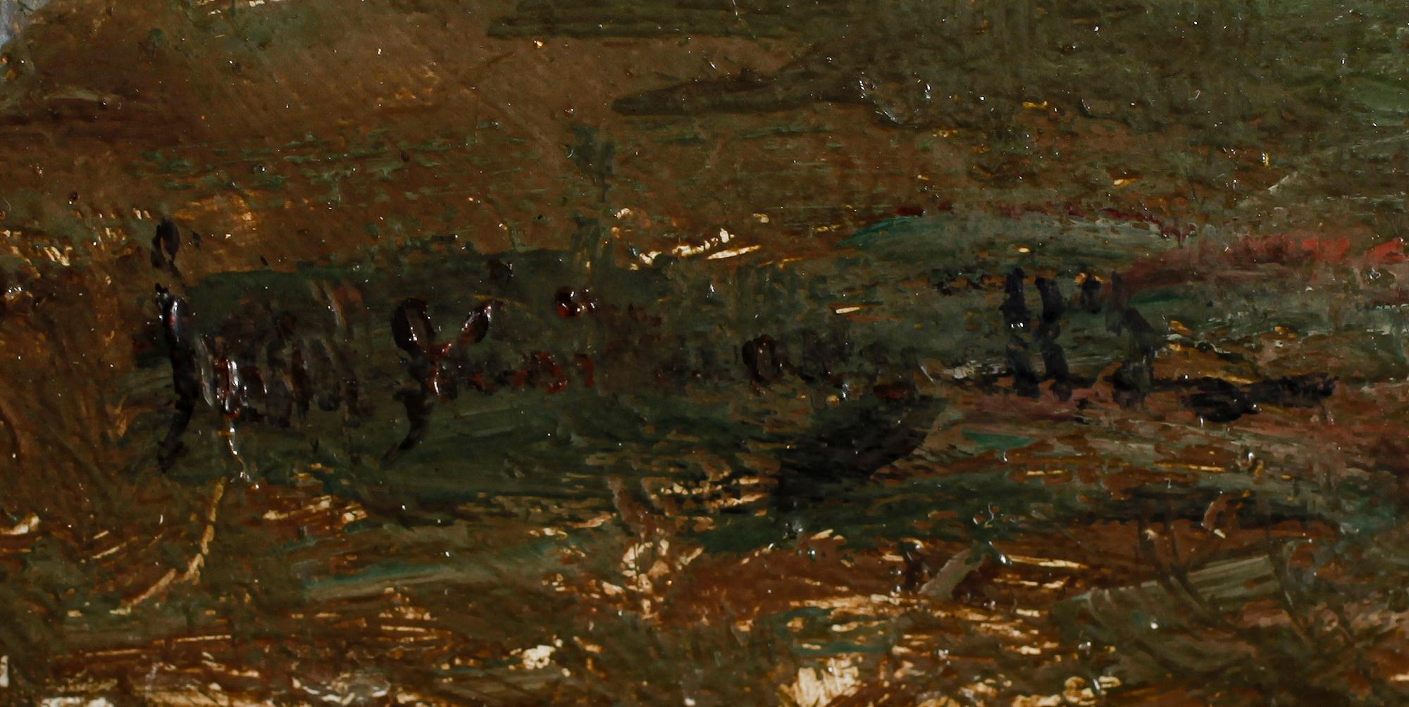 OKÄND KONSTNÄR, olja på pannå, otydligt signerad, sekelskiftet 1900.