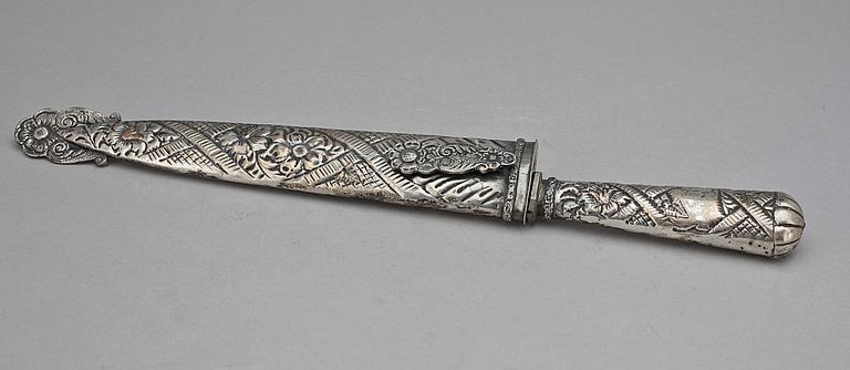 GAUCHOKNIV MED BALJA, nysilver och stål, Sydamerika, 1900-talets mitt.