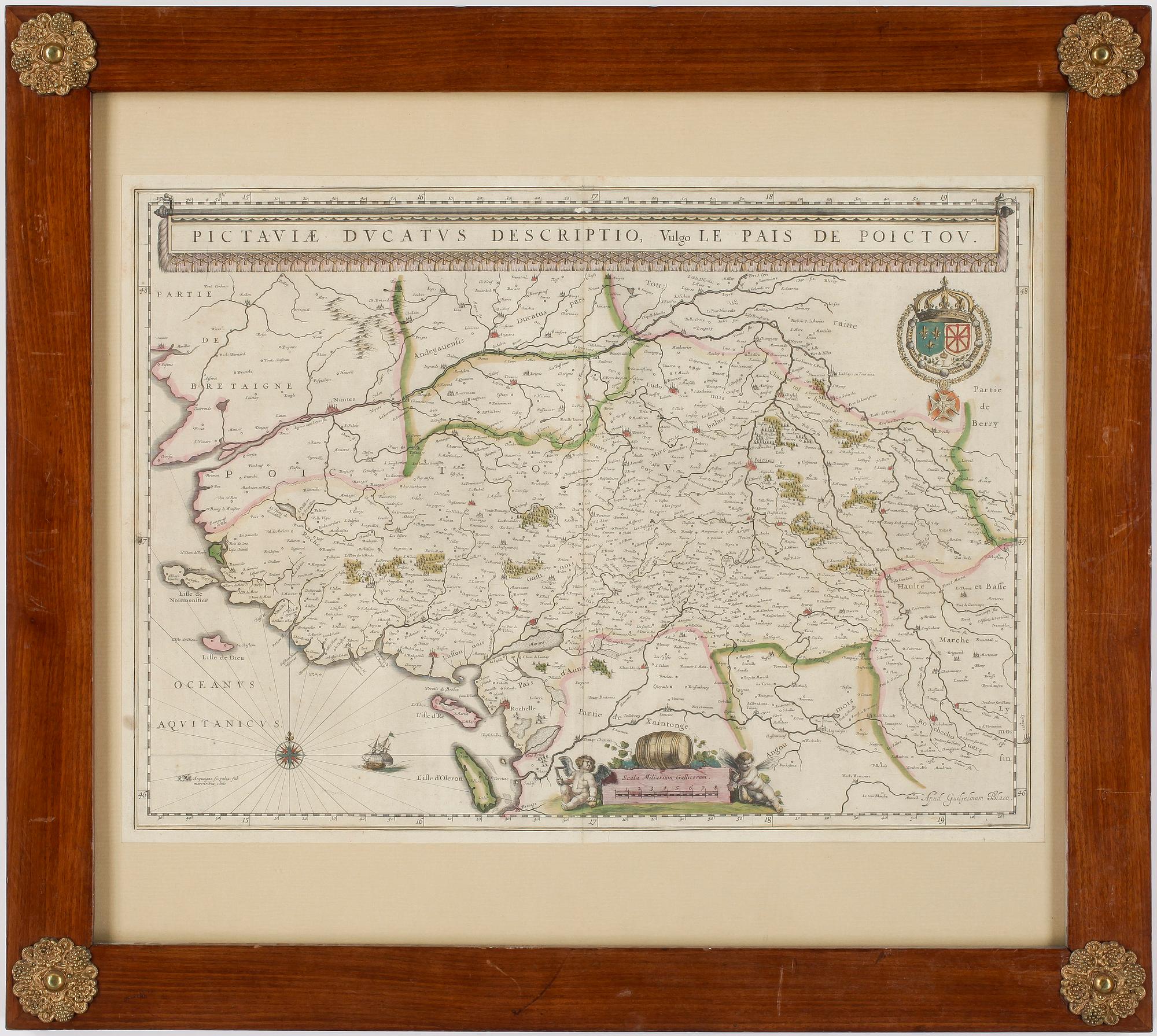 KARTOR, 4 st, bland annat "Normandia ducatus", Willem Janszoon Blaeu, ca 1635-40.