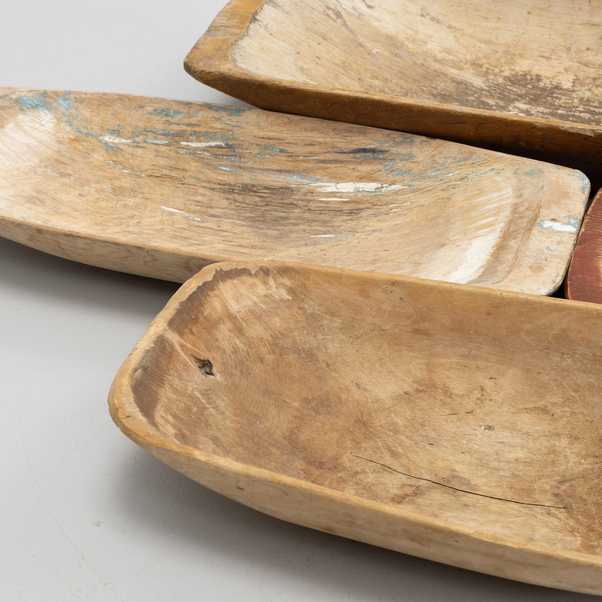 Four wood vessels, 19th Century.