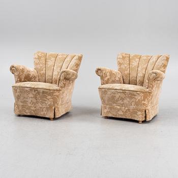 A pair of Swedish Modern easy chairs, 1940's.