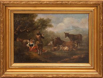 OKÄND KONSTNÄR, olja på duk. Otydligt signatur. 1700/1800.
