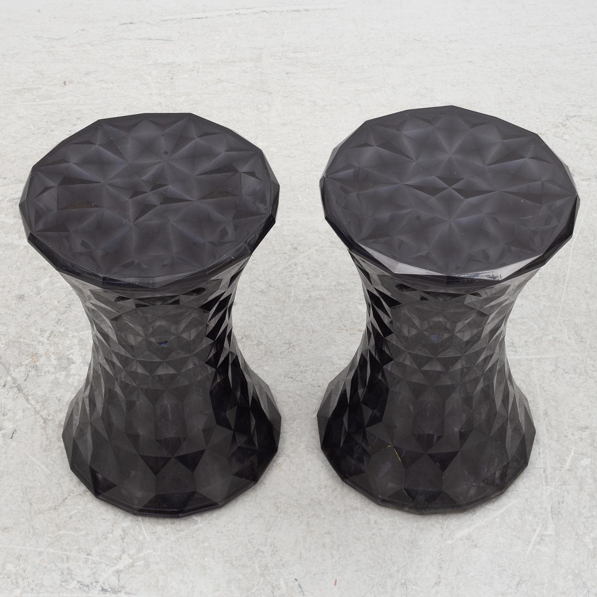 Marcel Wanders, a pair of stools, "Stone", Kartell, contemporary.