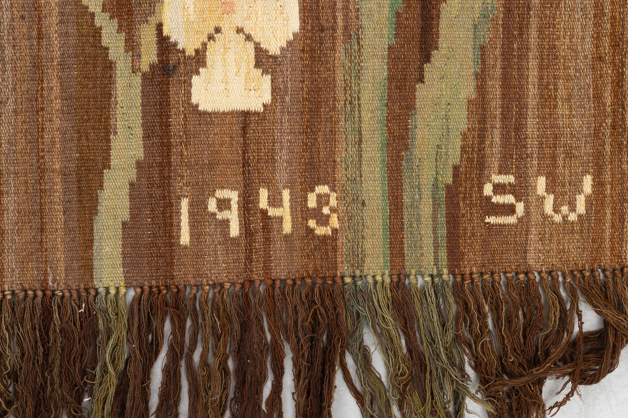 Vävd tapet, rölakan och gobelängteknik Sofia Widén 1943, ca 221,5 x 166,5 cm.