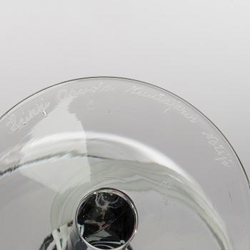 HEIKKI ORVOLA, two bowls, glass, signed, Nuutajärvi, Notsjö, Finland.