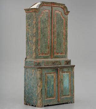 A Swedish polychrome-painted rococo cabinet, late 18th century.
