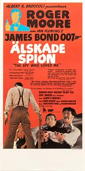 Film poster James Bond "The Spy Who Loved Me" Narva Printing House, Stockholm 1977.