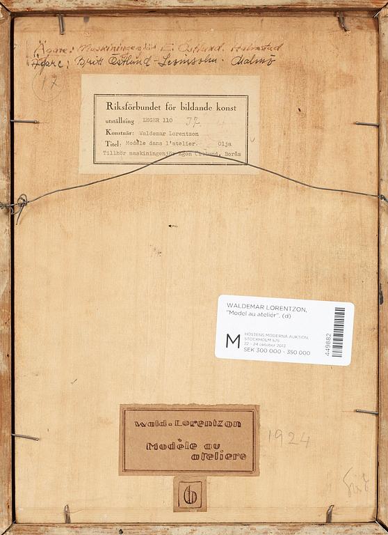 Waldemar Lorentzon, "Modèle au ateliere".