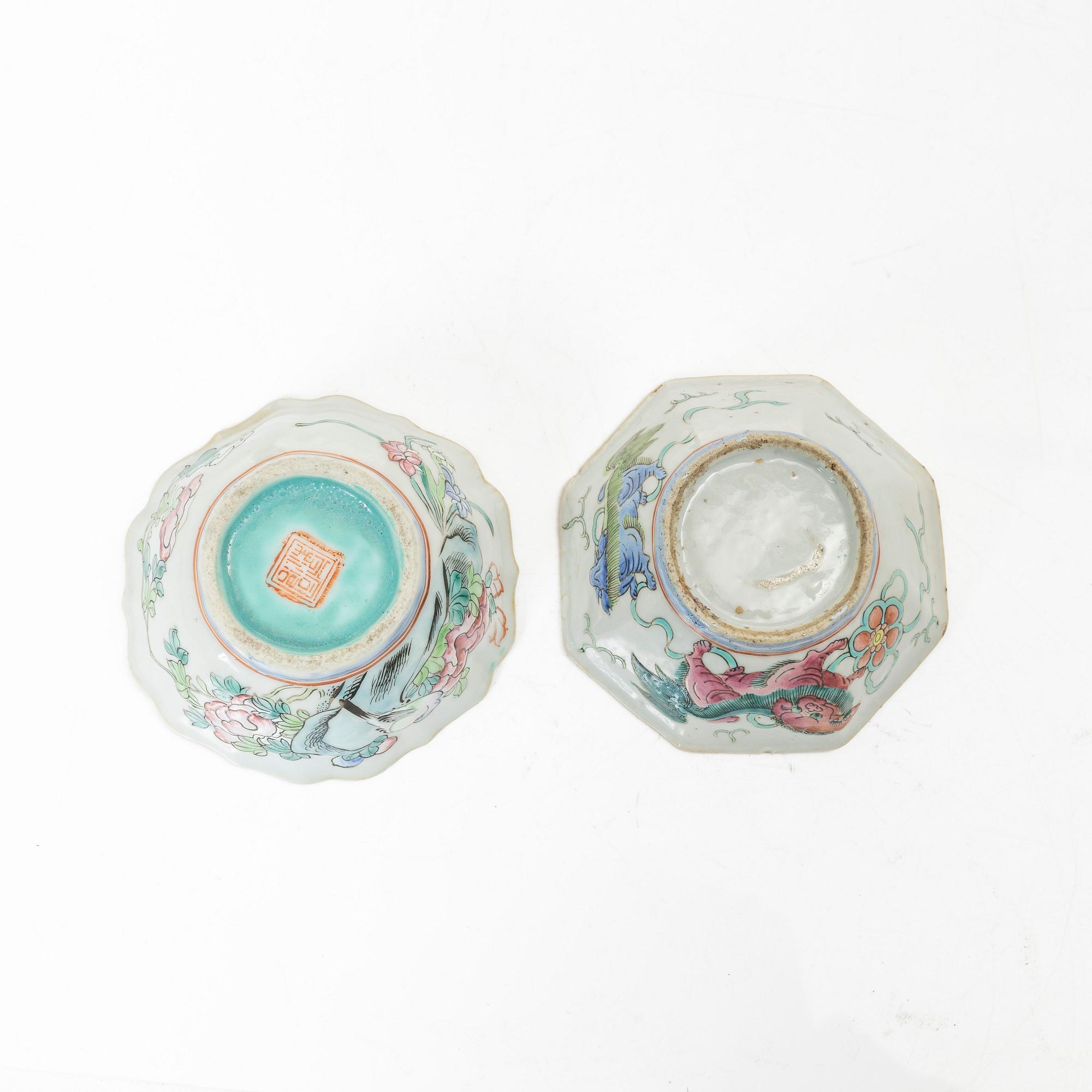 Skålar, sju stycken, porslin, Kina, sen Qingdynasti/omkring 1900.