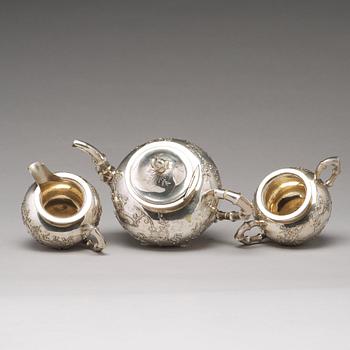 A Chinese export silver three-piece tea service, mark of Luen Wo, Shanghai, circa 1880-1925.