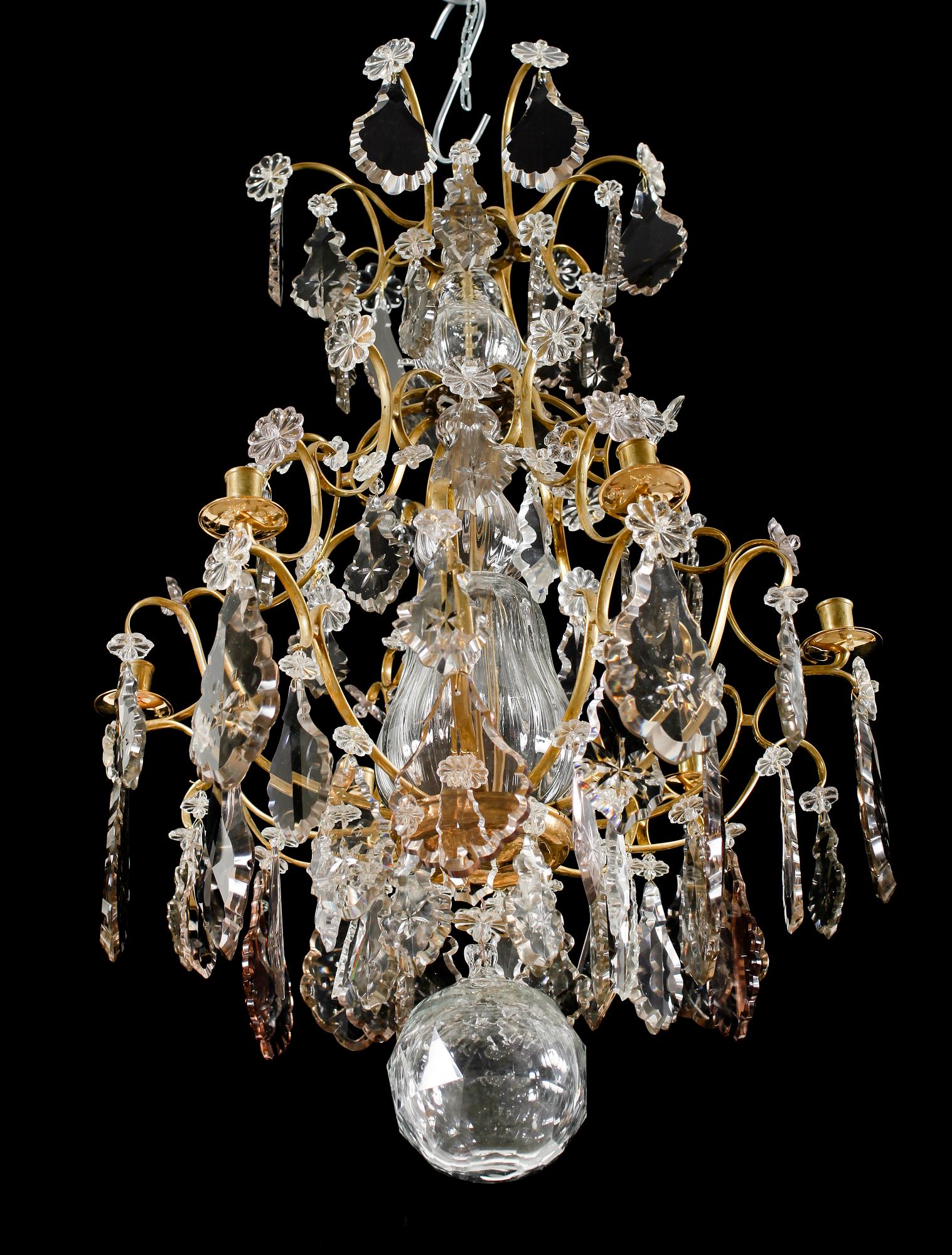 LJUSKRONA, rokokostil, 1800-tal. Höjd ca 90 cm.