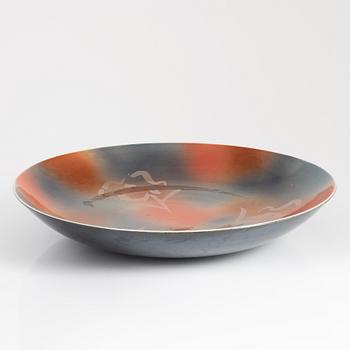 Margareta Hennix, a unique stoneware dish, Gustavsberg Studio, signed and dated 1988.