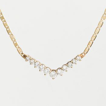 NECKLACE, 14K gold with 11 diamonds approx. 2.25 cts.