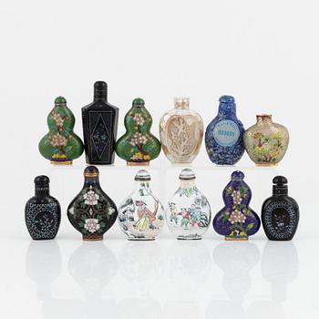 Twelve snuff bottles, China, 20th century.