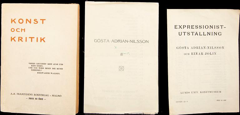 Parti småtryck, tidskrifter m  m, 8 delar, Gösta Adrian-Nilsson (GAN).