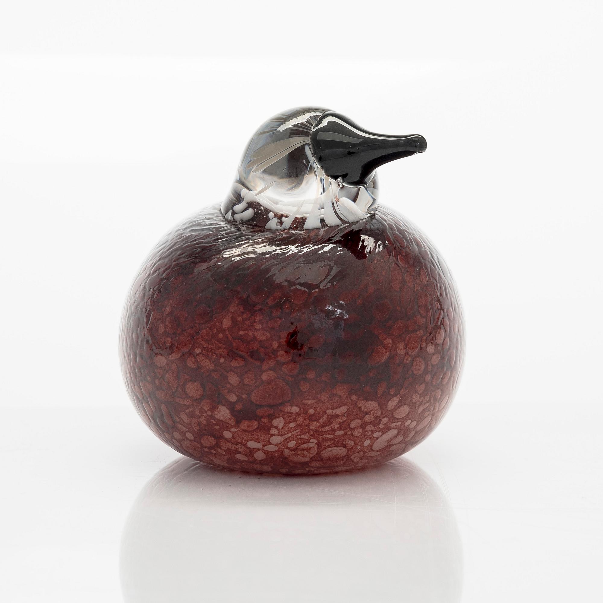 Oiva Toikka, A glass bird, 'Rosy Finch' signed O. Toikka Nuutajärvi.