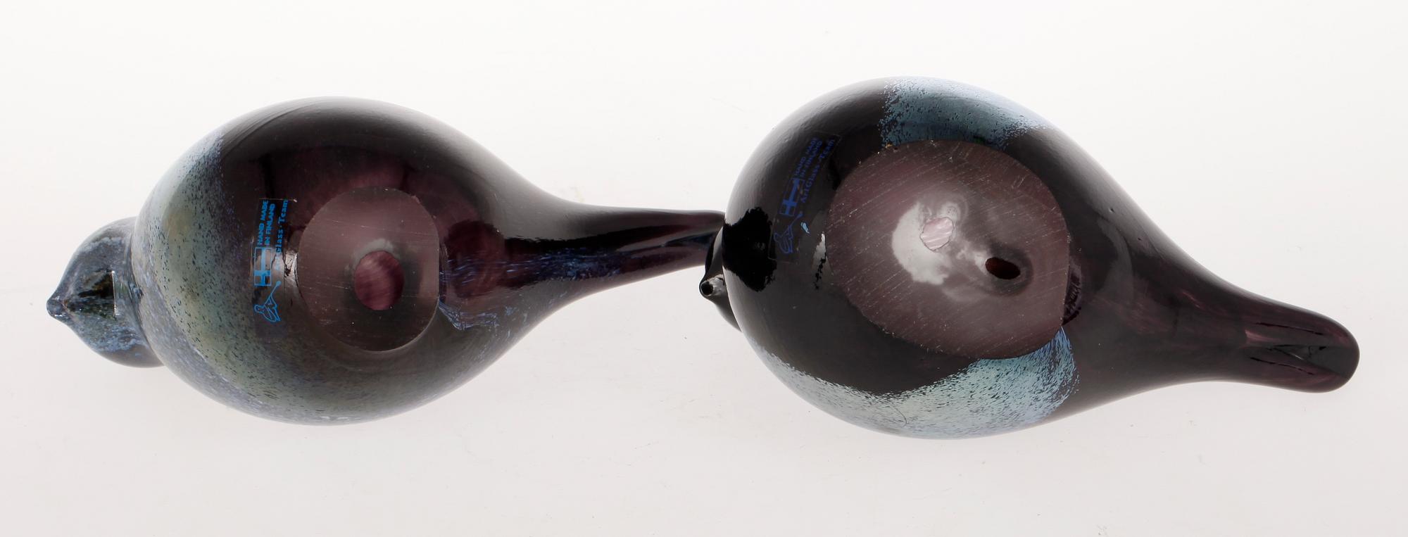 FIGURINER, 2 st, glas, Oiva Toikka, 1900-tal.