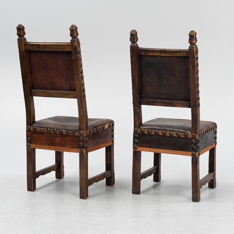 A set of nine beech Baroque style chairs, end of the 19th Century.