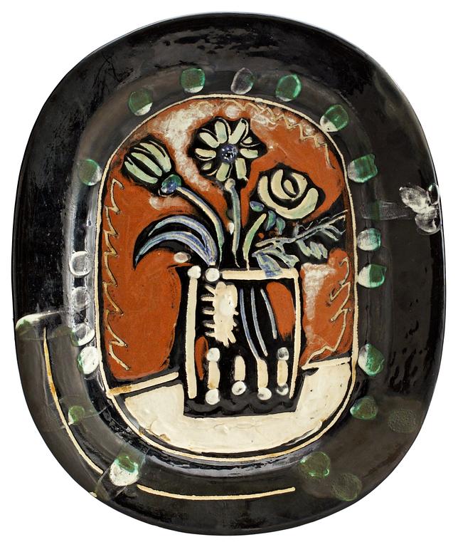 A Pablo Picasso 'Bouquet' faience dish, Madoura, Vallauris, France 1955.