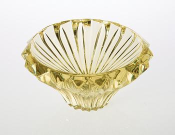 An Aimo Okkolin cerium yellow cut crystal glass vase, Finland.