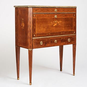 A Gustavian late 18th century secretaire by N P Stenström (master in Stockholm 1781).